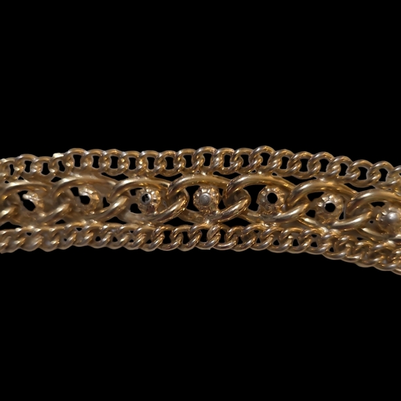 Vintage Goldish Chain Link with Faux Pearl Bracelet L10 - Picture 5 of 6